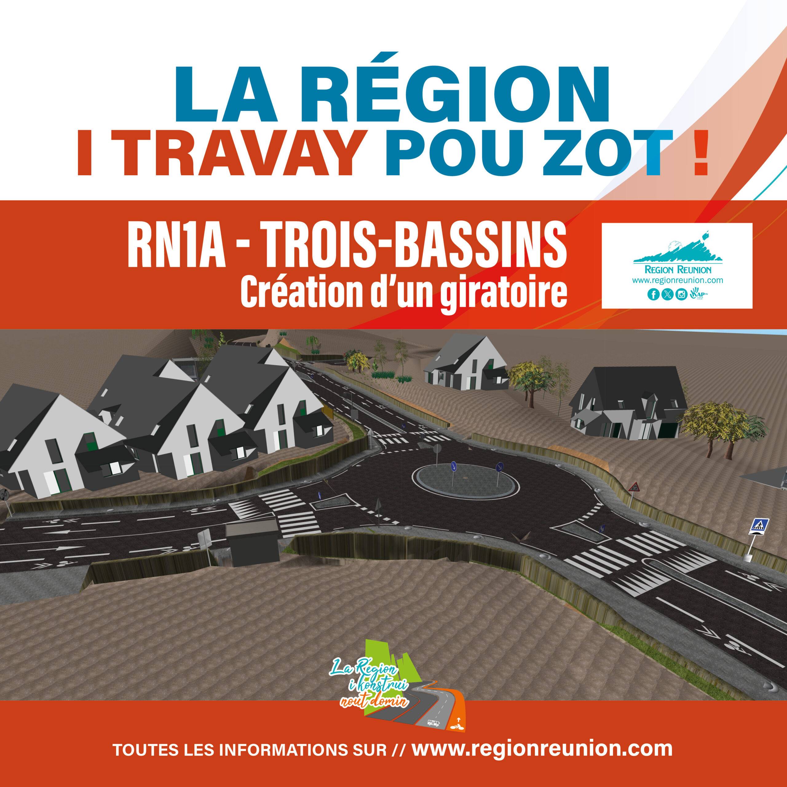 Pano chantier-3x3m 25 3 bassins3 Travaux d'aménagement littoral - création d'un giratoire sur la RN1A